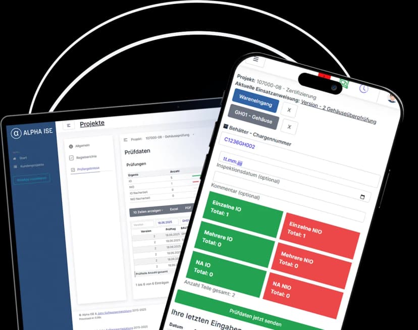 Alpha ISE Kundenportal auf Desktop und Mobile